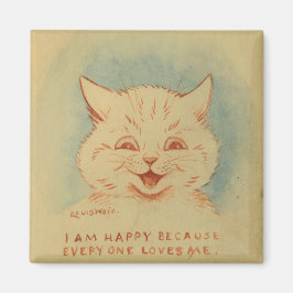 みんなが私を愛してくれるので私は幸せだ（ジンジャー猫） マグネット