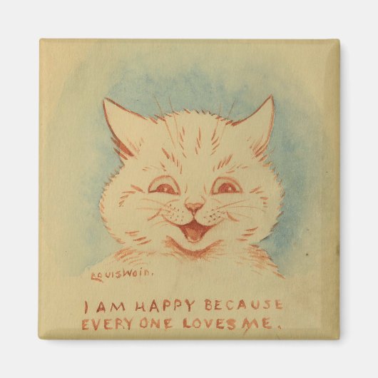 みんなが私を愛してくれるので私は幸せだ（ジンジャー猫） マグネット (正面)