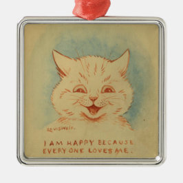 みんなが私を愛してくれるので私は幸せだ（ジンジャー猫） メタルオーナメント
