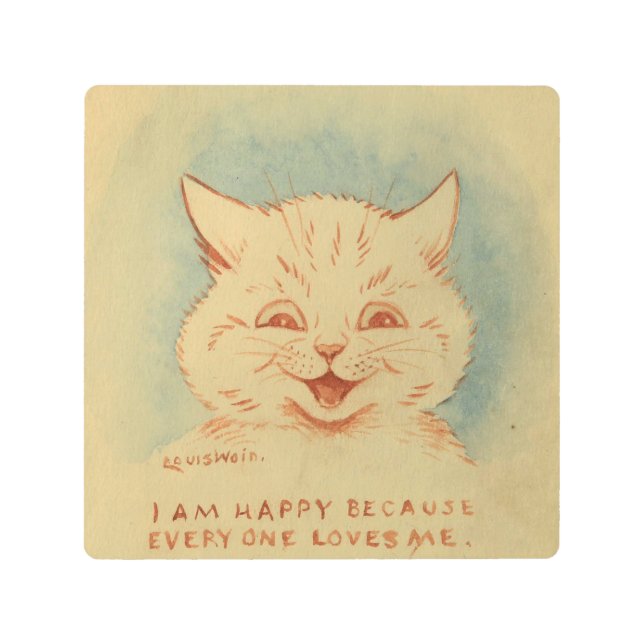 みんなが私を愛してくれるので私は幸せだ（ジンジャー猫） メタルプリント (正面)