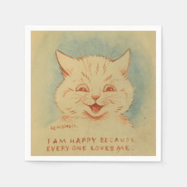 みんなが私を愛してくれるので私は幸せだ（笑顔の猫） スタンダードカクテルナプキン