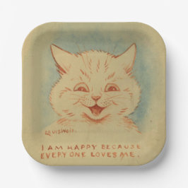 みんなが私を愛してくれるので私は幸せだ（笑顔の猫） ペーパープレート