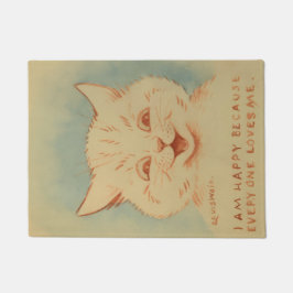 みんなが私を愛してくれるので私は幸せだ（陽気な猫） ドアマット