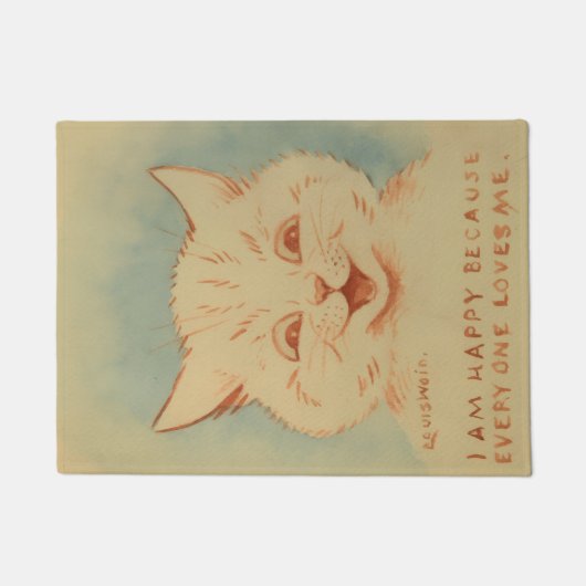 みんなが私を愛してくれるので私は幸せだ（陽気な猫） ドアマット (正面)