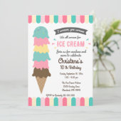 みんなでアイススクリーム バースデーパーティー招待状 招待状 (スタンド正面)