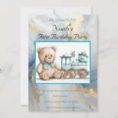 みんなで乗ろう！1歳の誕生日 招待状 (正面)