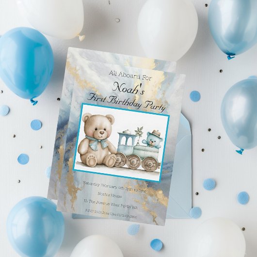 みんなで乗ろう！1歳の誕生日 招待状