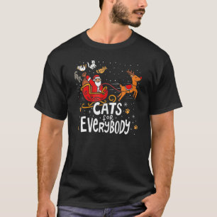 みんなのための猫のクリスマスパジャマ Xmas クリスマス 丑年 ルーズ柄 Tシャツ