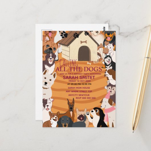 みんなの犬のお誕生日パーティーしよう ポストカード (正面/裏面インサイチュ)