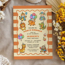 みんなのParty Animals キュートZOO お誕生日おめでとう（１さい） 招待状