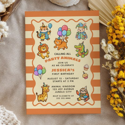 みんなのParty Animals キュートZOO お誕生日おめでとう（１さい） 招待状