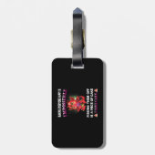 みんなをおもしろい幸せにするドラゴンシャツの女性は ラゲッジタグ (裏面縦)