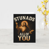 みんなを驚かせろ 笑えるイエス・キリストのシルエット 皮肉屋 カード (黄色い花)