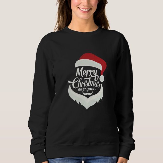「みんなクリスマスおめでとう – Santa Hat & Beard スウェットシャツ (正面)
