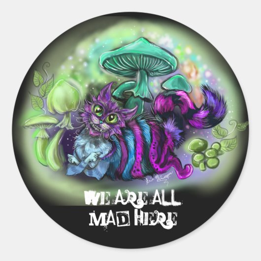 みんな不機嫌の笑顔の猫 ラウンドシール (正面)