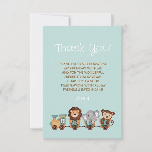 みんな乗って！トレインフィエスタ子供の誕生日 サンキューカード (正面)
