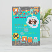 みんな乗って、列車の誕生日パーティー招待状 招待状 (スタンド正面)