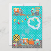 みんな乗って、列車の誕生日パーティー招待状 招待状 (裏面)