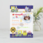 みんな乗って、列車の誕生日パーティー招待状 招待状 (スタンド正面)