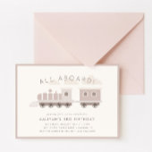 みんな乗って!女の子の電車の誕生日パーティー 招待状