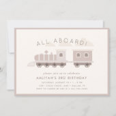 みんな乗って!女の子の電車の誕生日パーティー 招待状 (正面)