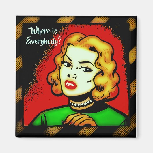 みんな何処だ？レトロ漫画磁石 マグネット (正面)