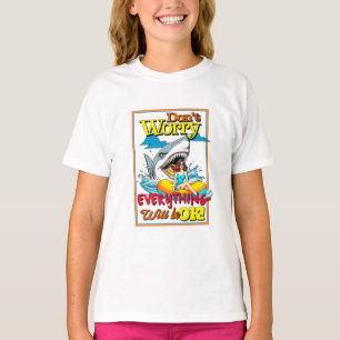 みんな大丈夫だって心配するな!サメと女 Tシャツ