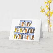 みんな恋しく思猫の漫画に カード (黄色い花)