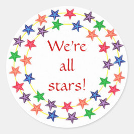 みんな星だ！ステッカー、カラフル星 ラウンドシール