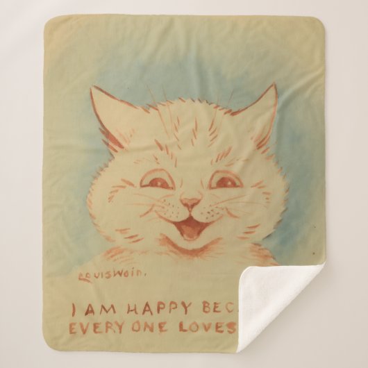 みんな私を愛してくれて私は幸せだ（甘い猫） シェルパブランケット (正面)