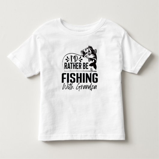 むしろおじいちゃんと魚釣りおもしろいする トドラーTシャツ (正面)