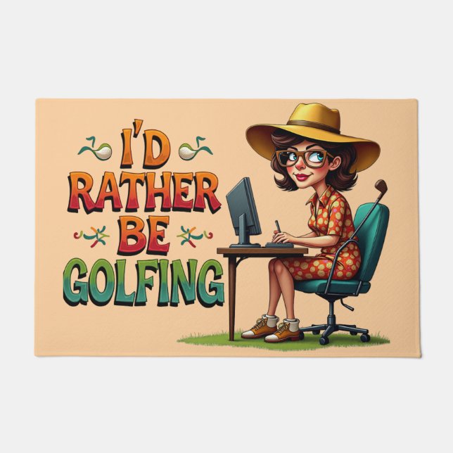むしろおもしろい彼女のためにゴルフをしている ドアマット (正面)