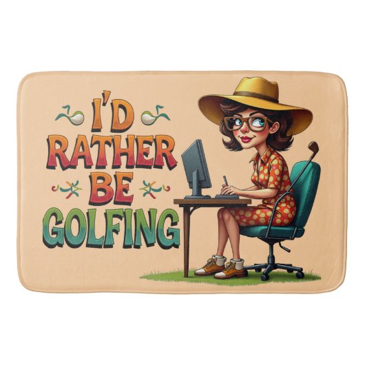 むしろおもしろい彼女のためにゴルフをしている バスマット (正面)