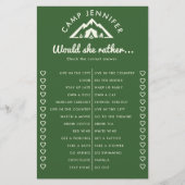 むしろキャンプバチェロレッテゲームの緑 チラシ (正面)