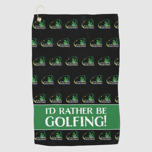 むしろゴルフのゴルファーモダンスポーツのブラックグリーン ゴルフタオル (正面)