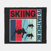 むしろスキーをしている フリースブランケット (正面(横))