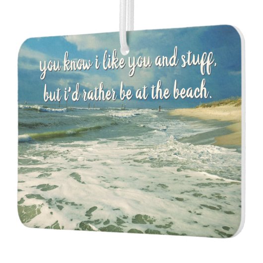 むしろビーチ | カスタムテキスト カーエアーフレッシュナー (左)