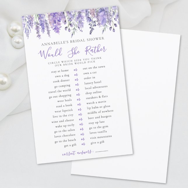 むしろラベンダーのフローラブライダルシャワー (Would She Rather Lavender Floral Bridal Shower)