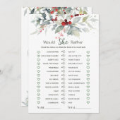 むしろ冬のベリーの葉のブライダルゲーム 招待状 (正面/裏面)