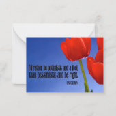 「むしろ楽観主義になれ」感動的引用文 ノートカード (正面)