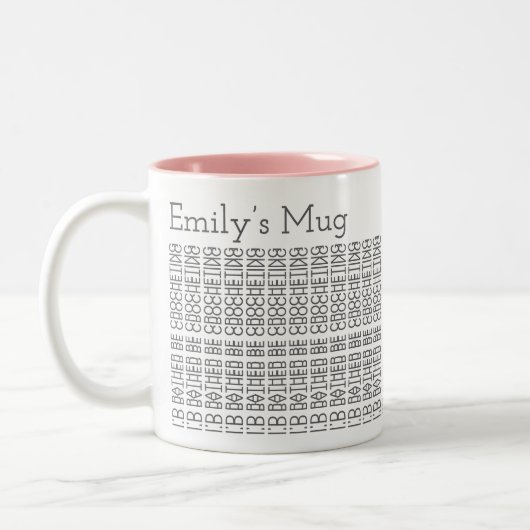 むしろ編み物をしていたい & 名前 154GW 隠されたメッセージ ツートーンマグカップ (左)