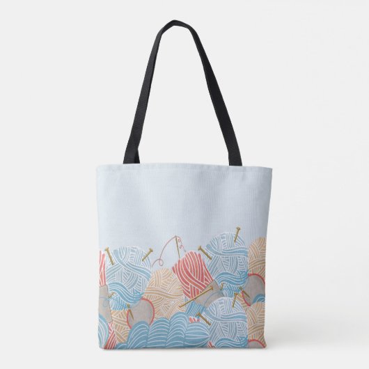 むしろ編み物引用文の糸玉 トートバッグ (裏面)