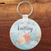 むしろ編み物引用文ボールの糸 キーホルダー (正面)