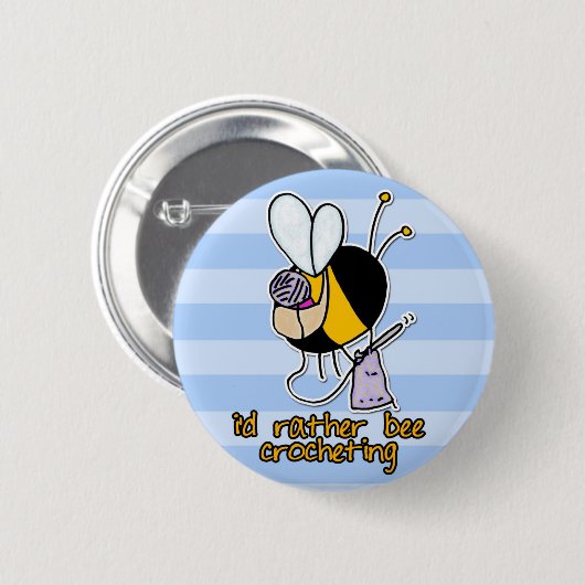 むしろ蜂のかぎ針で編むこと 缶バッジ (正面&裏面)