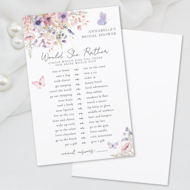 むしろ蝶のワイルドフラワーブライダルシャワー (Would Rather Butterfly Wildflower Bridal Shower)