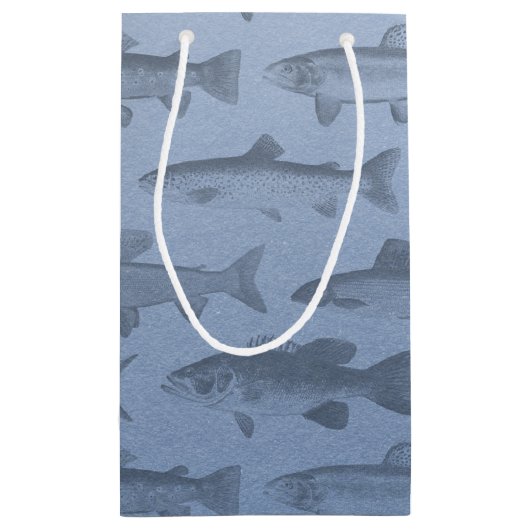 むしろ魚釣りカスタムの魚の柄 スモールペーパーバッグ (裏面)