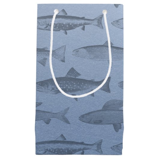 むしろ魚釣りカスタムの魚の柄 スモールペーパーバッグ (正面)