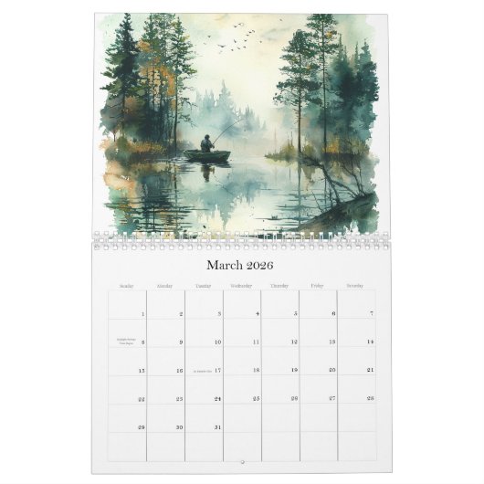 むしろ魚釣り水の色の壁カレンダー(2025) カレンダー (3月 2026)
