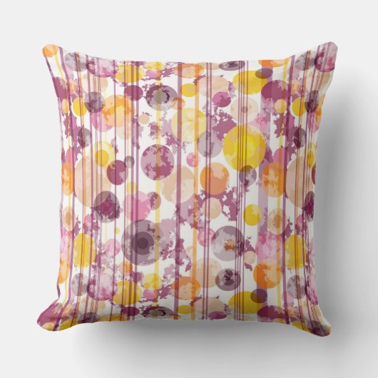 むらがあるストライプので白いパターン クッション (正面)