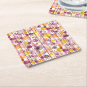 むらがあるストライプので白いパターン スクエアペーパーコースター (アングル)